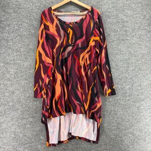 Zim & Zoe Dress Women 18 Plus Purple Geometric Shift Short Long Sleeve Casual